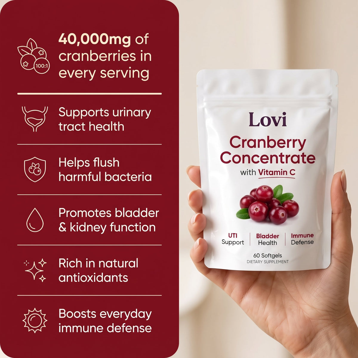 Cranberry Concentrate Softgels (40,000mg) Urinary Tract Support