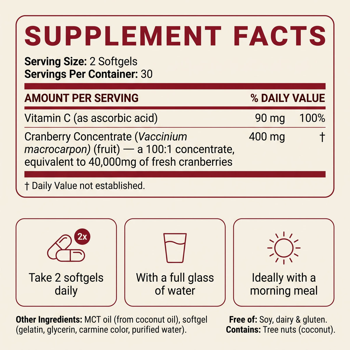 Cranberry Concentrate Softgels (40,000mg) Urinary Tract Support