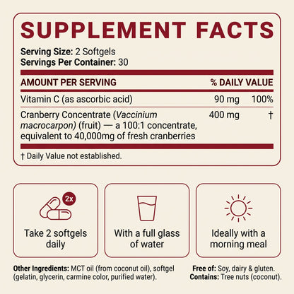Cranberry Concentrate Softgels (40,000mg) Urinary Tract Support